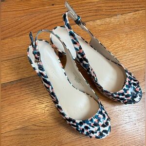 Nine West Black and Pink Patterned Slingback Heels